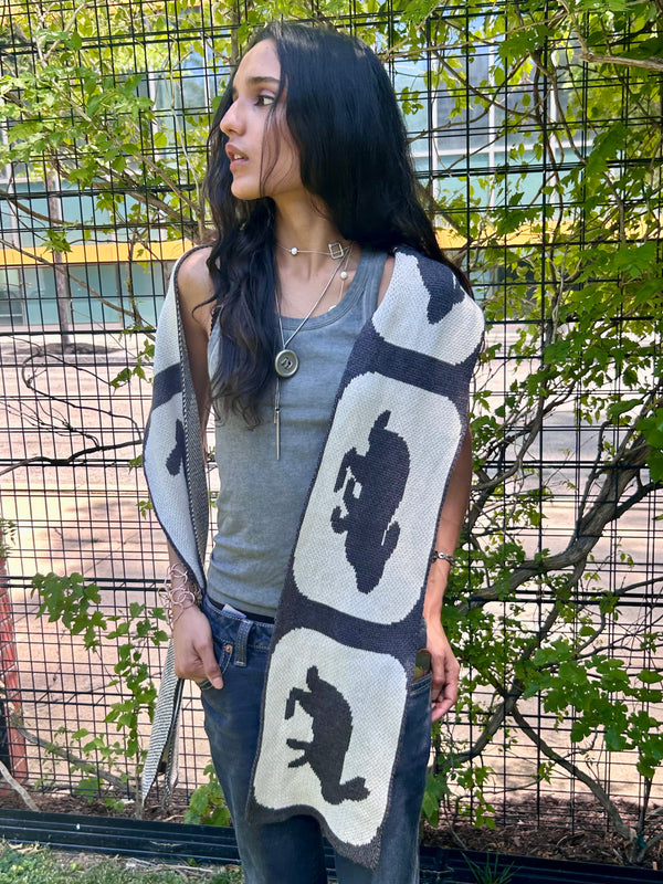 Zoetrope Bunny Scarf in Charcoal Gray - 100% Organic Cotton
