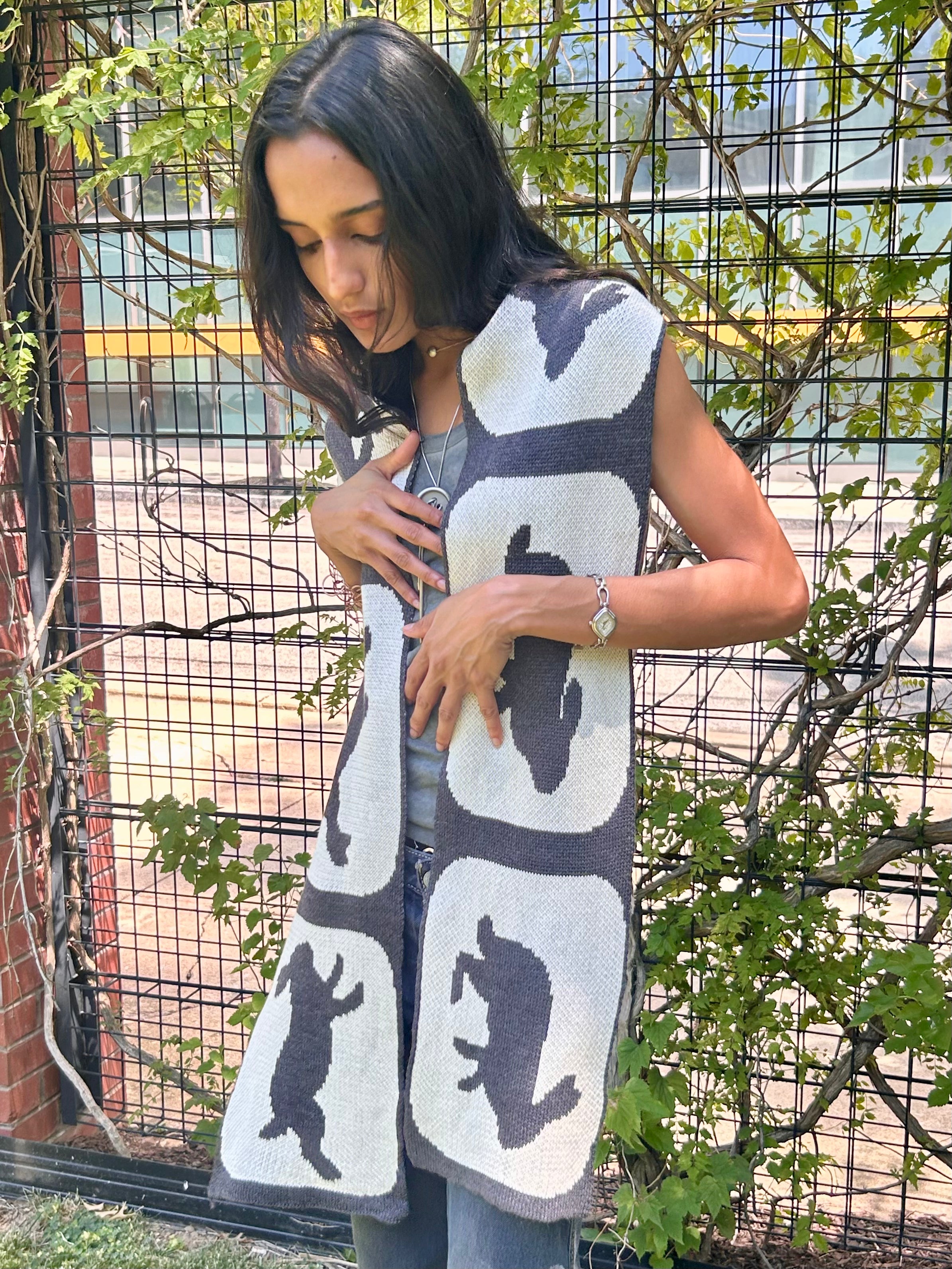 Zoetrope Bunny Scarf in Charcoal Gray - 100% Organic Cotton