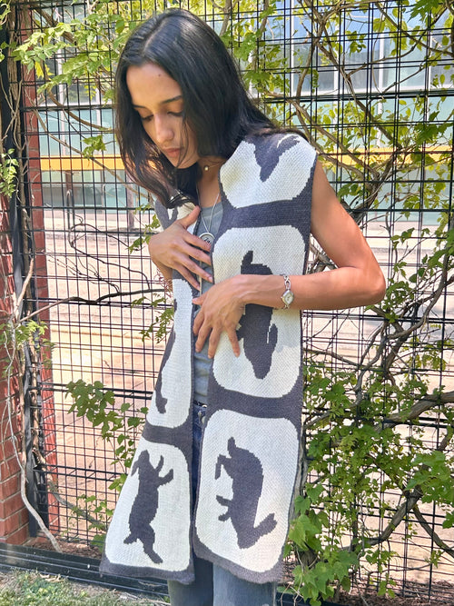 Zoetrope Bunny Scarf in Charcoal Gray - 100% Organic Cotton